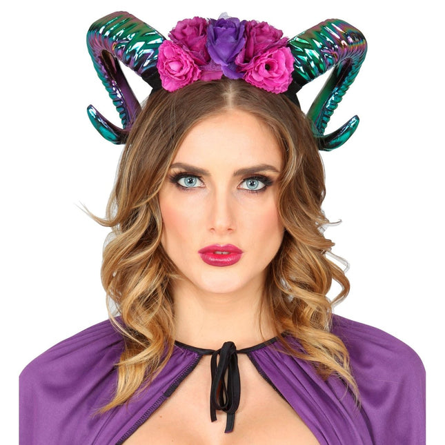 Halloween Haarband Gekleurd Hoorn van Widmann koop je bij Partywinkel