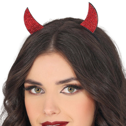 Halloween Haarband Rood Duivel Met Strass Steentjes van Fiestas Guirca koop je bij Partywinkel