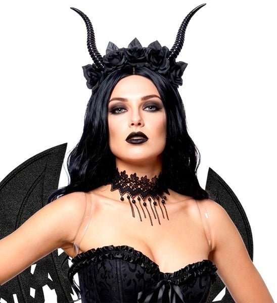 Halloween Haarband Zwart Duivel Bloem van Widmann koop je bij Partywinkel