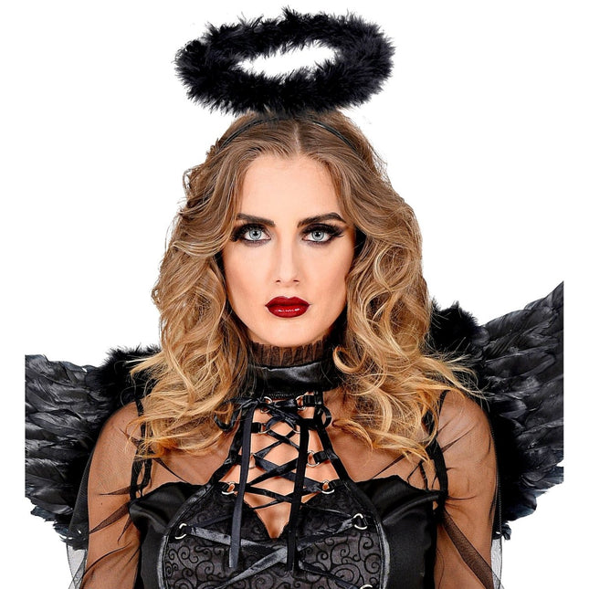 Halloween Haarband Zwart Engel van Widmann koop je bij Partywinkel