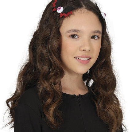 Halloween Haarclip Vleermuis 10cm 2st - Partywinkel - 8434077190692