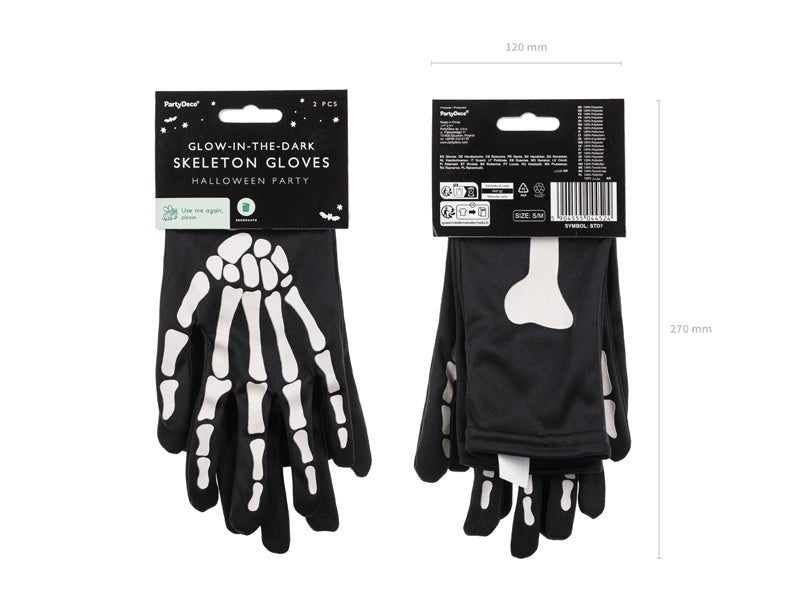 Halloween Handschoenen Skelet Glow In The Dark - Partywinkel - 5904555044524