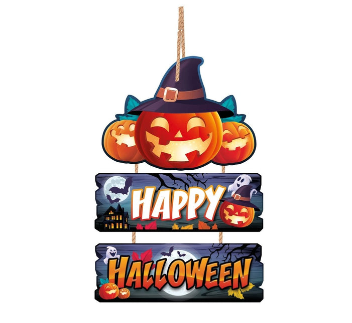 Halloween Hangbord Happy Halloween 32cm 3 delig - Partywinkel - 8434077268872