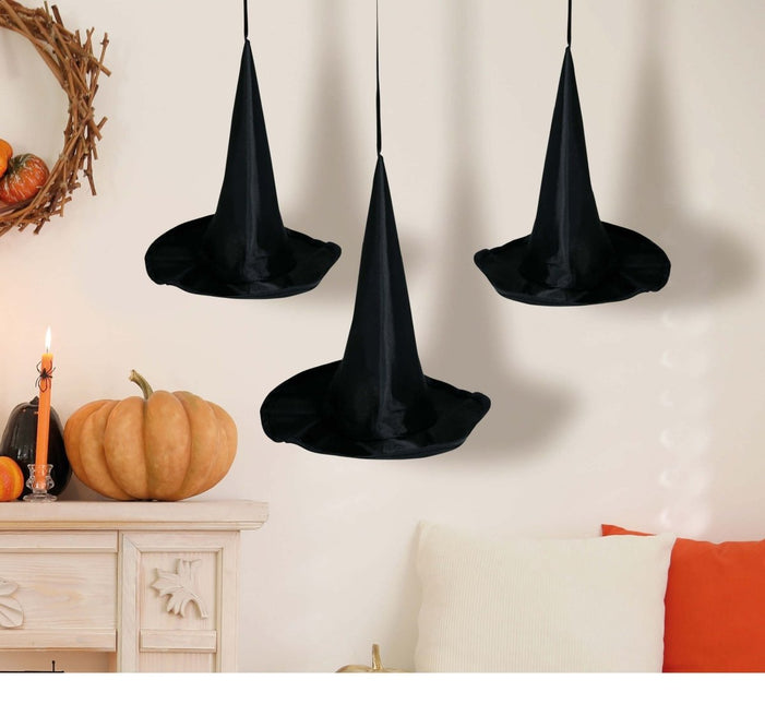 Halloween Hangdecoratie Heksenhoeden 18cm 3 delig - Partywinkel - 8434077243411
