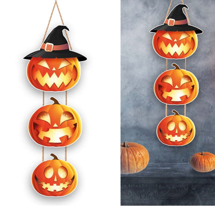 Halloween Hangdecoratie Pompoenen Bord 64cm - Partywinkel - 8434077268919