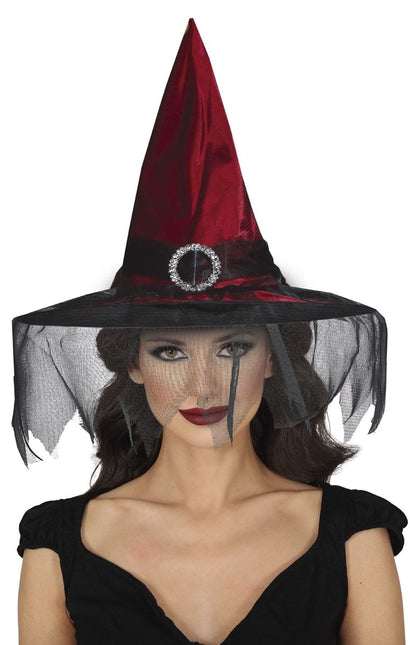 Halloween Heksenhoed Met Sluier - Partywinkel - 8434077137543