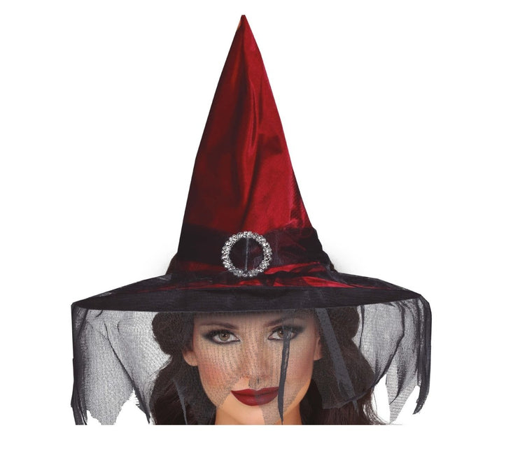 Halloween Heksenhoed Met Sluier - Partywinkel - 8434077137543