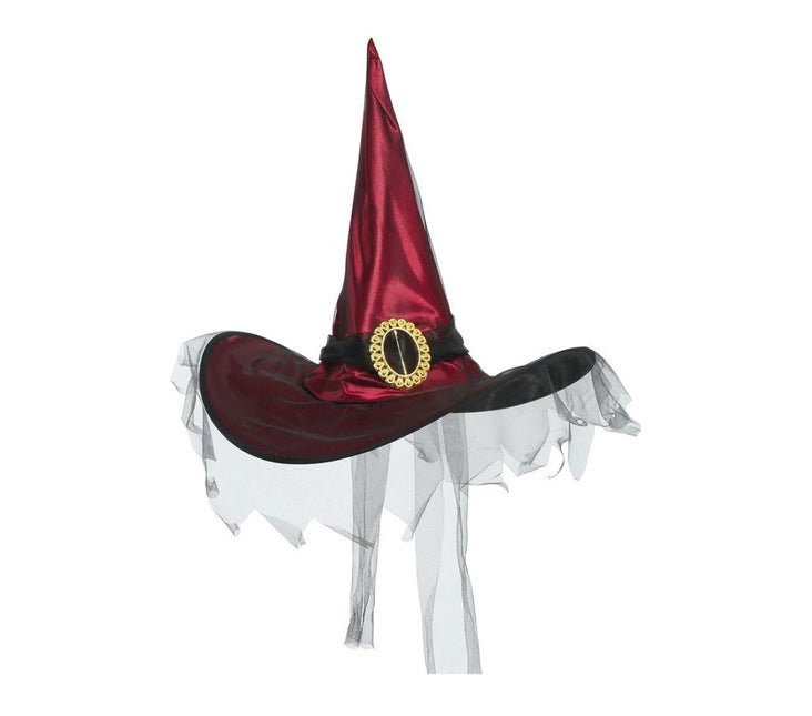 Halloween Heksenhoed Sluier Rood van Fiestas Guirca koop je bij Partywinkel