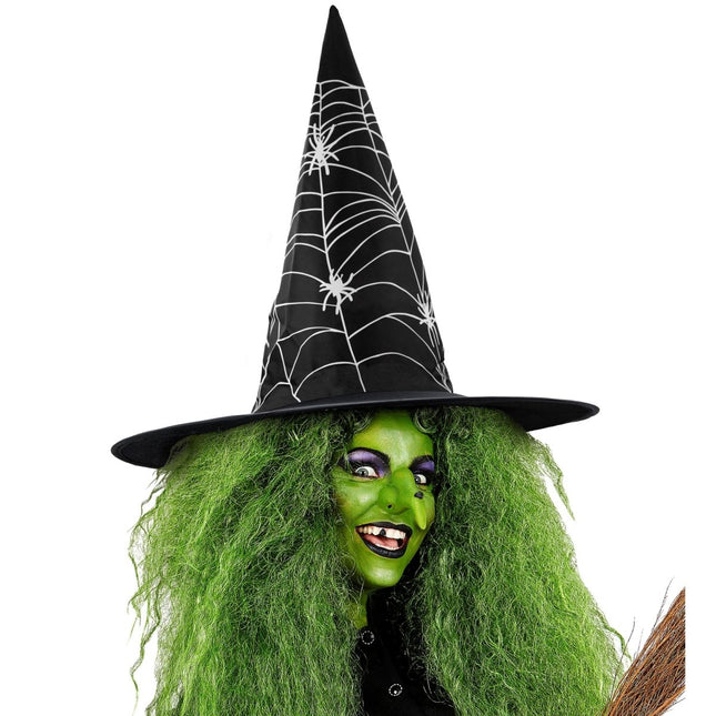 Halloween Heksenhoed Zwart Wit Spinnenweb van Widmann koop je bij Partywinkel