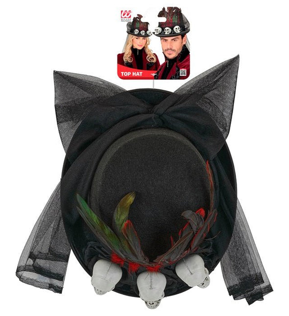 Halloween Hoed Hoog Met Schedels van Widmann koop je bij Partywinkel