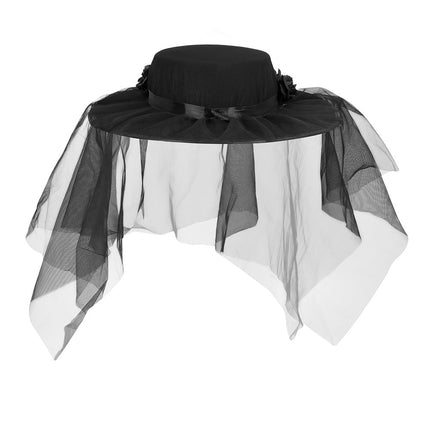 Halloween Hoed Zwart Rood Bloemen van Boland koop je bij Partywinkel