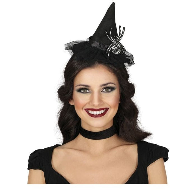 Halloween Hoofdband Heksenhoed Met Spin - Partywinkel - 8434077249246