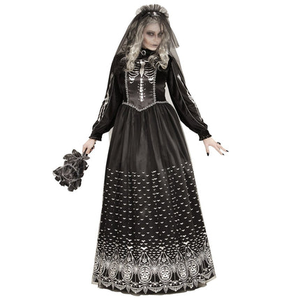Halloween Jurk Dames Bruid Skelet van Widmann koop je bij Partywinkel