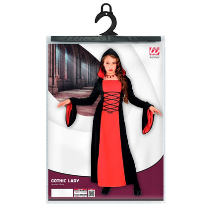 Halloween Jurk Rood Zwart Meisje Gotisch van Widmann koop je bij Partywinkel