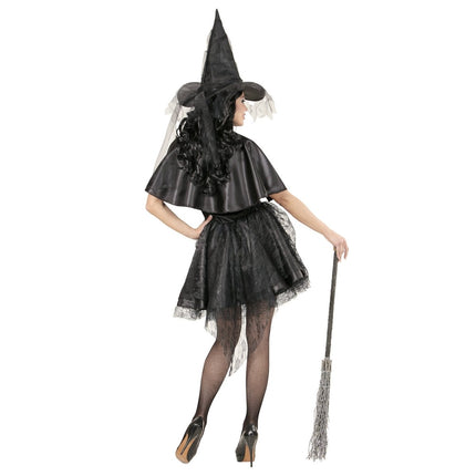 Halloween Jurk Zwart Dames Heks Tule 3 delig van Widmann koop je bij Partywinkel