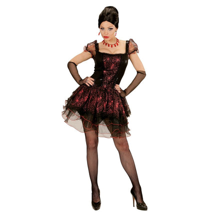 Halloween Jurk Zwart Rood Dames Vampier van Widmann koop je bij Partywinkel