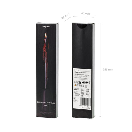 Halloween Kaarsen Bloed 20,5cm 3st - Partywinkel - 5904555044425