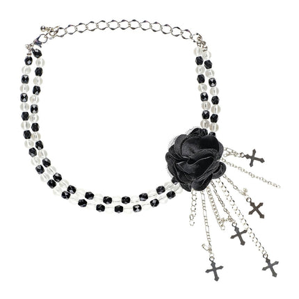 Halloween Ketting Zwart Met Roos van Widmann koop je bij Partywinkel