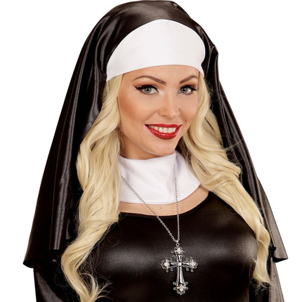 Halloween Ketting Zwart Zilver Kruis van Widmann koop je bij Partywinkel