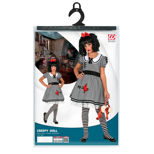 Halloween Kostuum Wit Zwart Meisje Pop van Widmann koop je bij Partywinkel