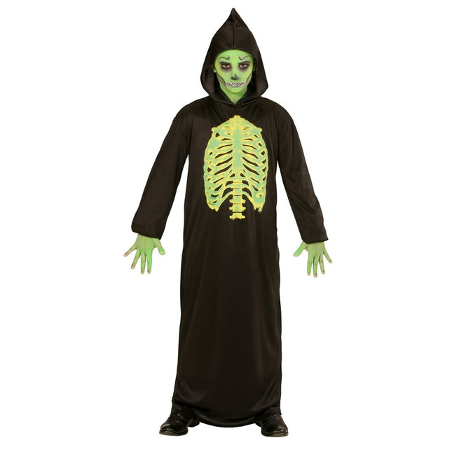 Halloween Kostuum Zwart Groen Kind Magere Hein 2 delig van Widmann koop je bij Partywinkel