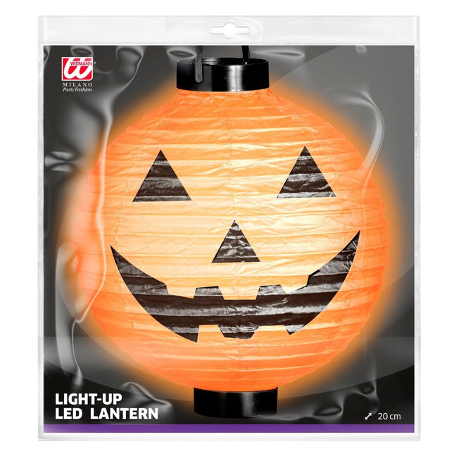 Halloween Lantaarn Oranje Pompoen 20cm van Widmann koop je bij Partywinkel