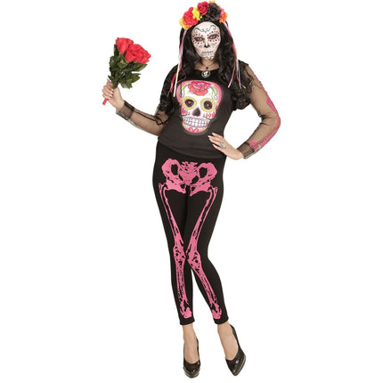 Halloween Legging Roze Skelet van Widmann koop je bij Partywinkel