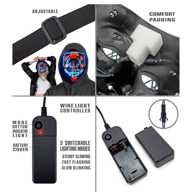 Halloween Masker Blauw Met Licht van Widmann koop je bij Partywinkel