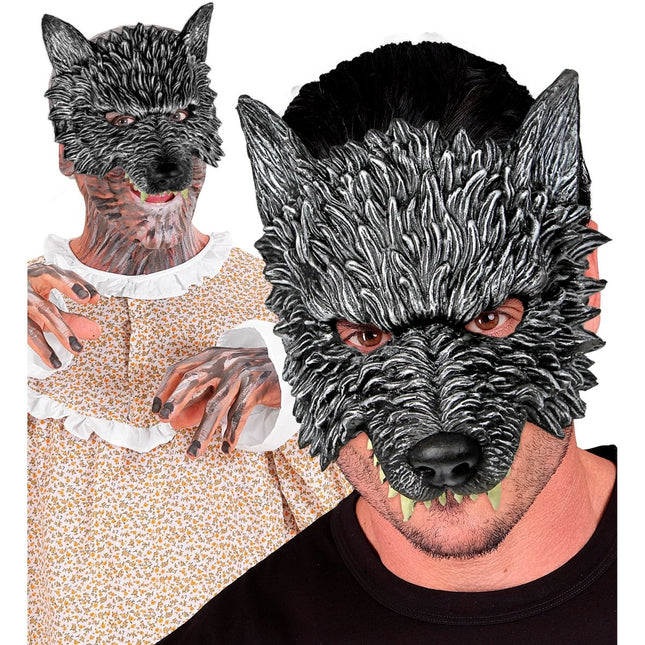 Halloween Masker Grijs Wolf van Widmann koop je bij Partywinkel