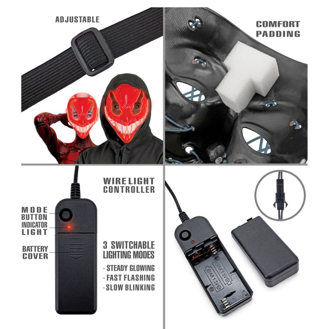 Halloween Masker Rood Monster Met Licht van Widmann koop je bij Partywinkel