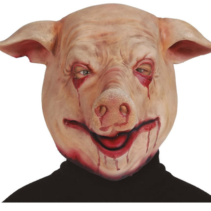 Halloween Masker Rood Roze Varken - Partywinkel - 8434077205426