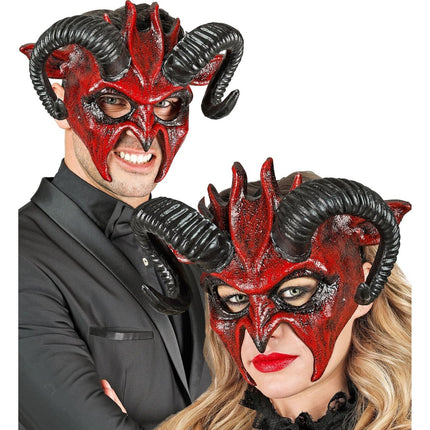 Halloween Masker Zwart Duivel van Widmann koop je bij Partywinkel