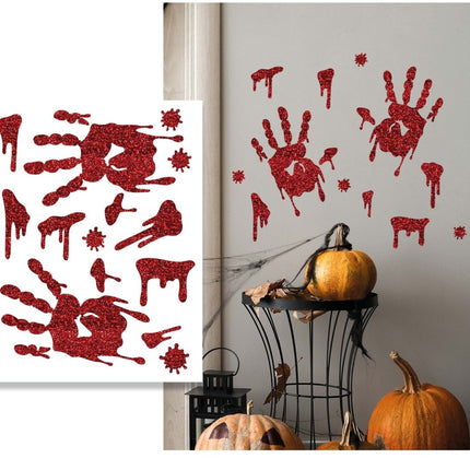 Halloween Muursticker Bloederige Handafdrukken 40cm - Partywinkel - 8434077268704