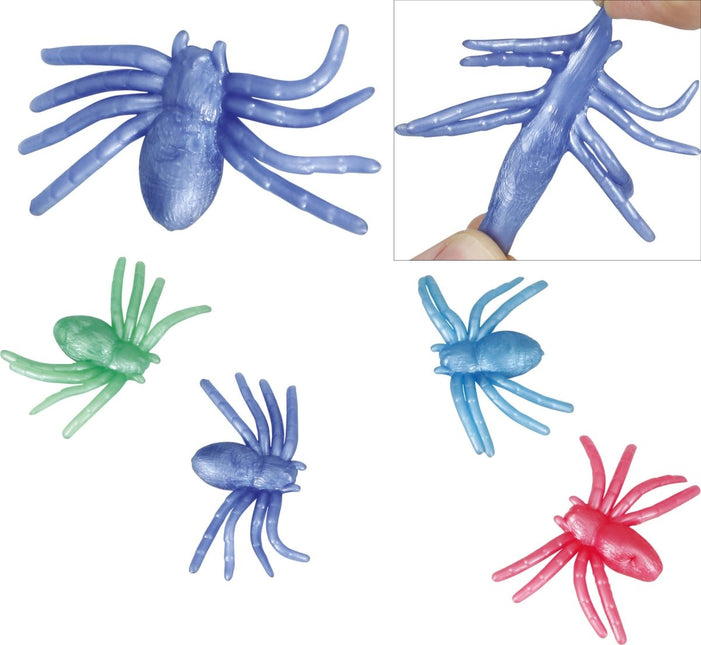 Halloween Nep Spin Gekleurd 7cm 4st van Fiestas Guirca koop je bij Partywinkel