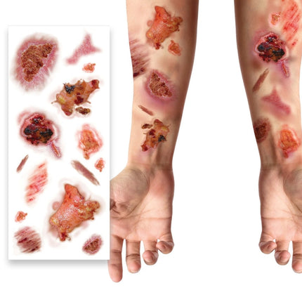 Halloween Nep Tattoos Geïnfecteerde Wonden 30cm - Partywinkel - 8434077159187