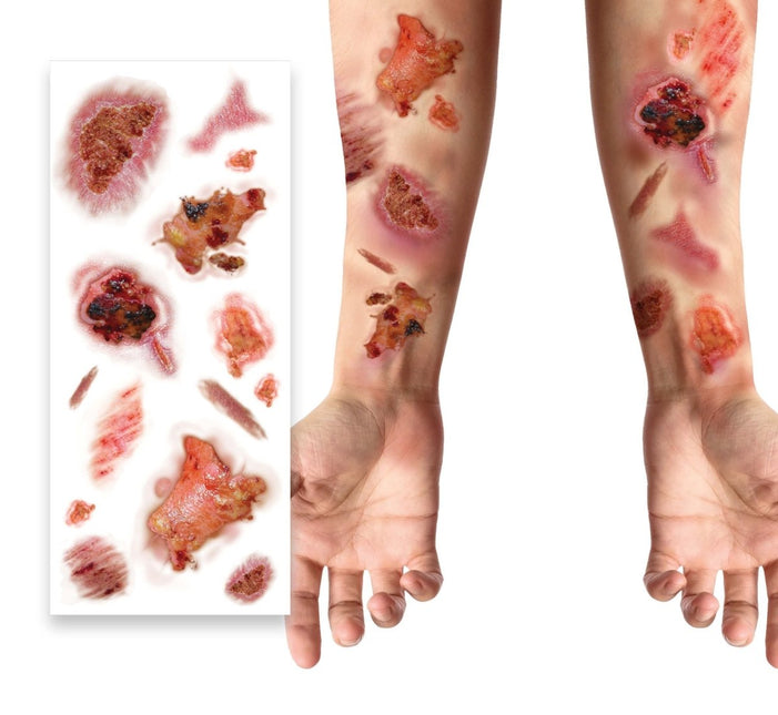 Halloween Nep Tattoos Geïnfecteerde Wonden 30cm - Partywinkel - 8434077159187