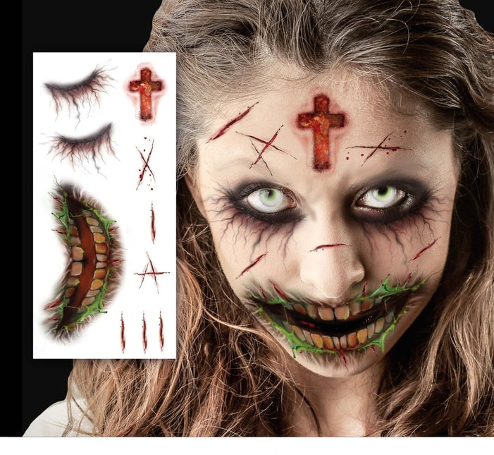 Halloween Nep Tattoos Gezicht - Partywinkel - 8434077157237