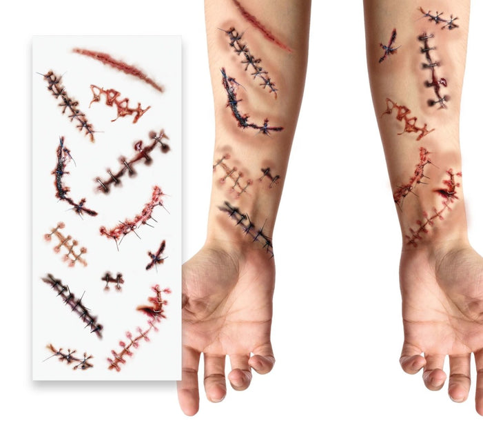 Halloween Nep Tattoos Litteken 30cm - Partywinkel - 8434077159194