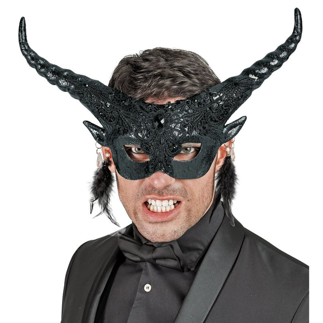 Halloween Oogmasker Zwart Duivel van Widmann koop je bij Partywinkel