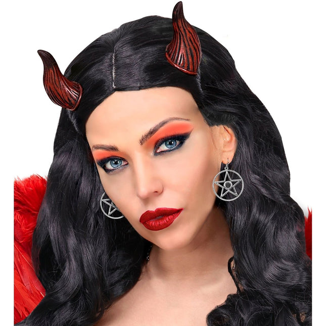 Halloween Oorbellen Zilver Satan van Widmann koop je bij Partywinkel