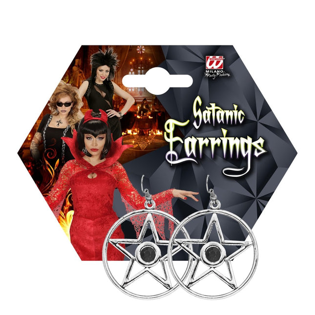 Halloween Oorbellen Zilver Satan van Widmann koop je bij Partywinkel