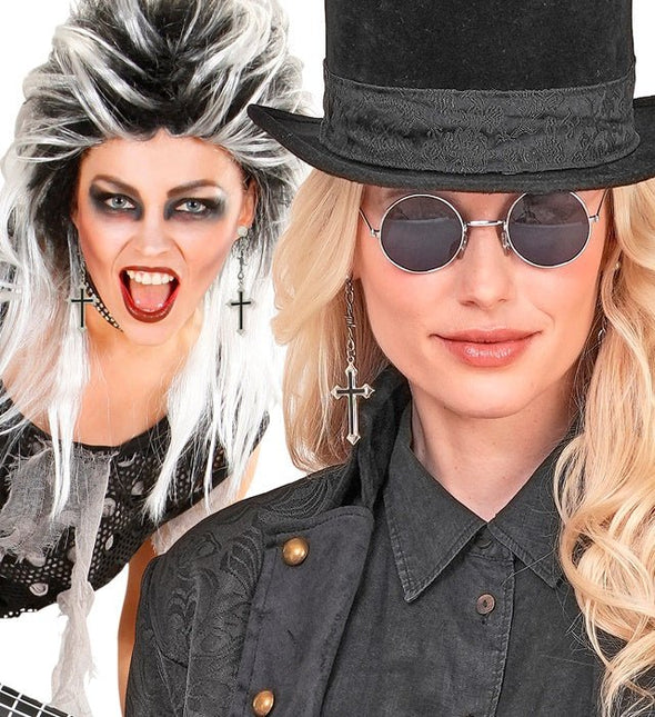 Halloween Oorbellen Zwart Kruis van Widmann koop je bij Partywinkel