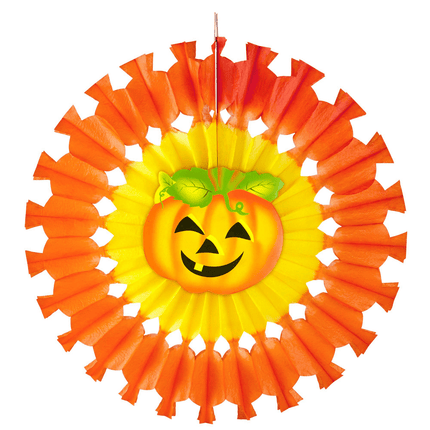 Halloween Papieren Waaiers Oranje Pompoen 48cm van Widmann koop je bij Partywinkel
