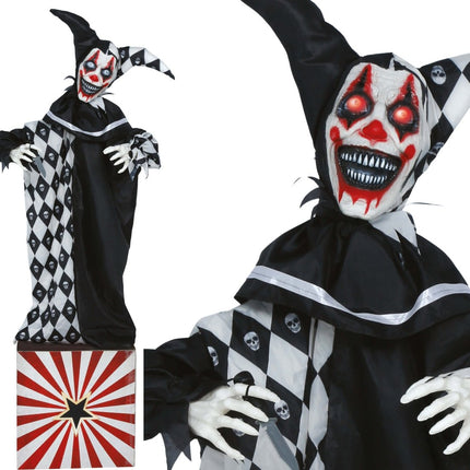 Halloween Pop Clown Met Licht, Geluid En Beweging 1,7m van Fiestas Guirca koop je bij Partywinkel