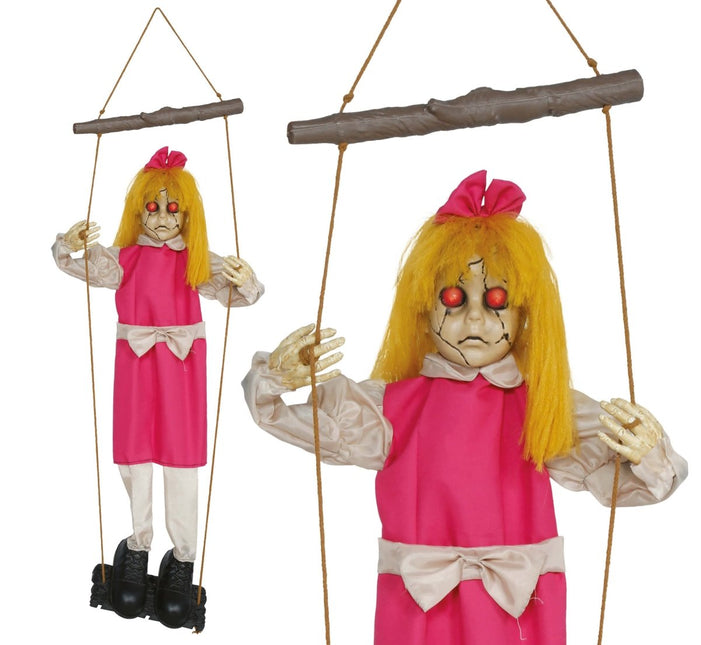 Halloween Pop Hangend Meisje Met Licht, Geluid En Beweging 105cm van Fiestas Guirca koop je bij Partywinkel