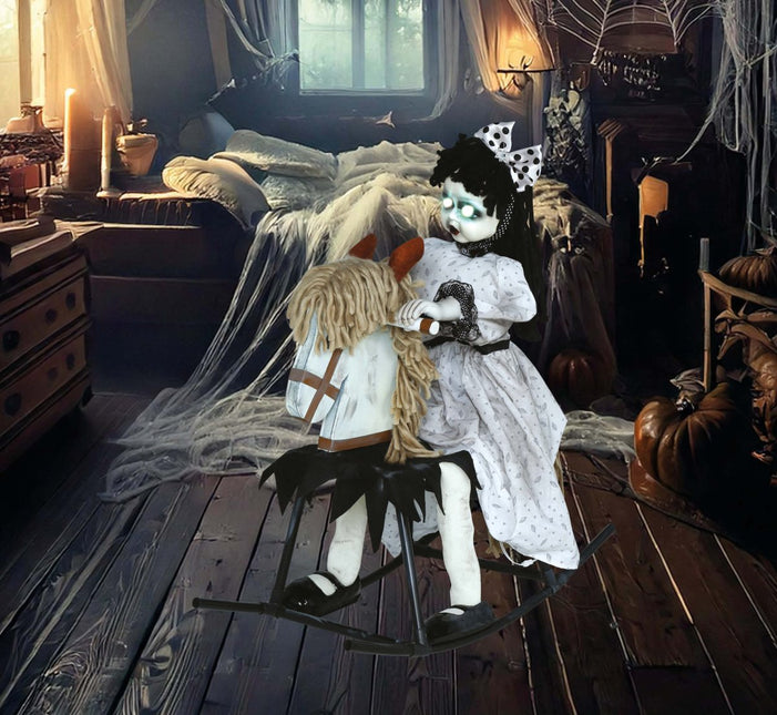 Halloween Pop Op Hobbelpaard Met Licht, Geluid En Beweging 70cm van Fiestas Guirca koop je bij Partywinkel