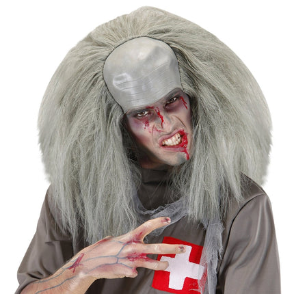 Halloween Pruik Grijs Zombie Kaal van Widmann koop je bij Partywinkel