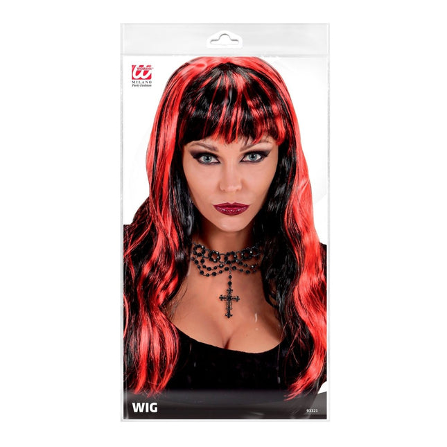 Halloween Pruik Rood Zwart van Widmann koop je bij Partywinkel
