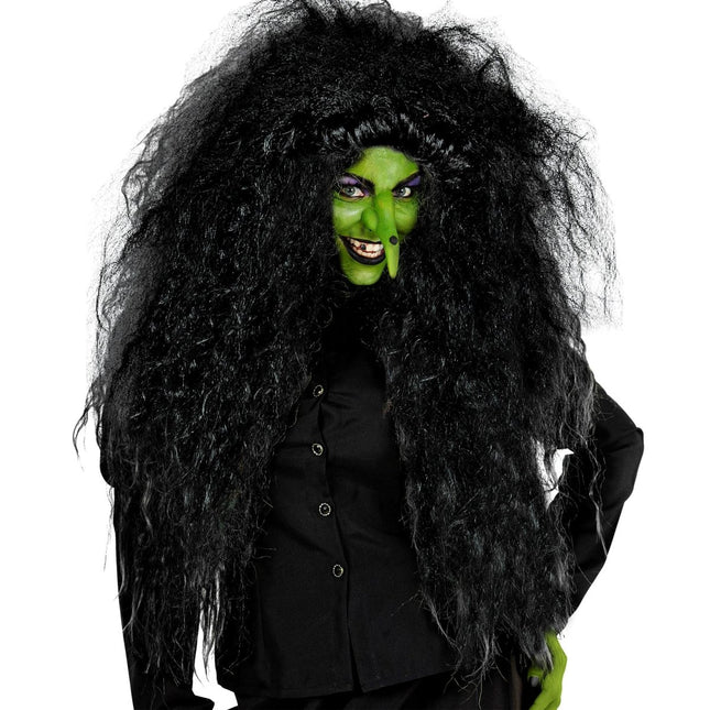 Halloween Pruik Zwart Dames Heks van Widmann koop je bij Partywinkel