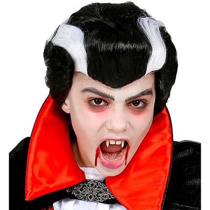 Halloween Pruik Zwart Wit Vampier van Widmann koop je bij Partywinkel